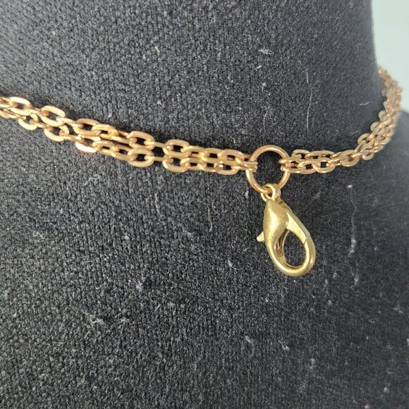 DOUBLE Layer Gold Chain Necklace With Hoop Detail - Picture 6 of 7
